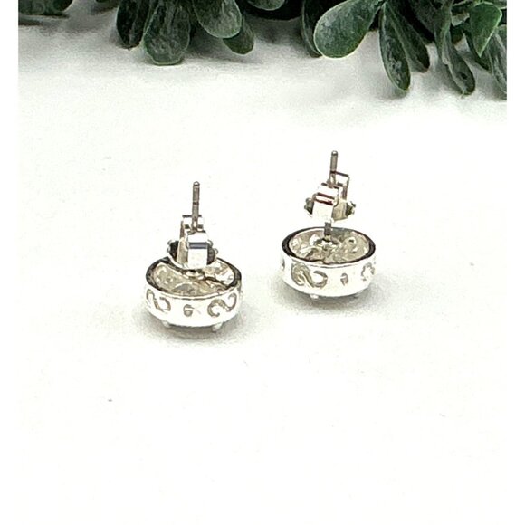 Elegant  Silver Tone CZ Halo Earrings by Avon - Picture 2 of 3